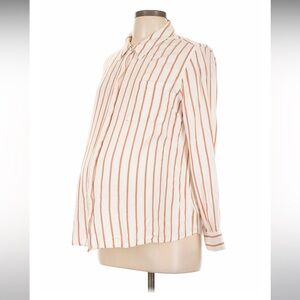 Isabel White/Orange Striped Maternity Long Sleeve